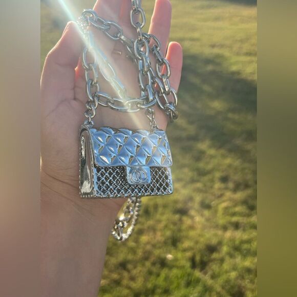 Anthropologie Fashion Tassel Silver Chain Belt with mini Bag. Trendy!h… - Picture 4 of 17